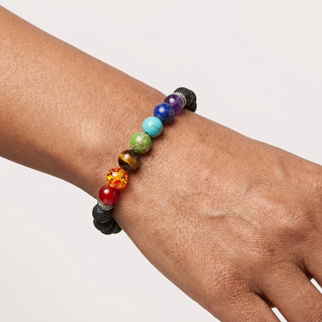 7 CHAKRA BRACELET WITH LAVA STONES 2 7 CHAKRA BRACELET WITH LAVA STONES - Image 2