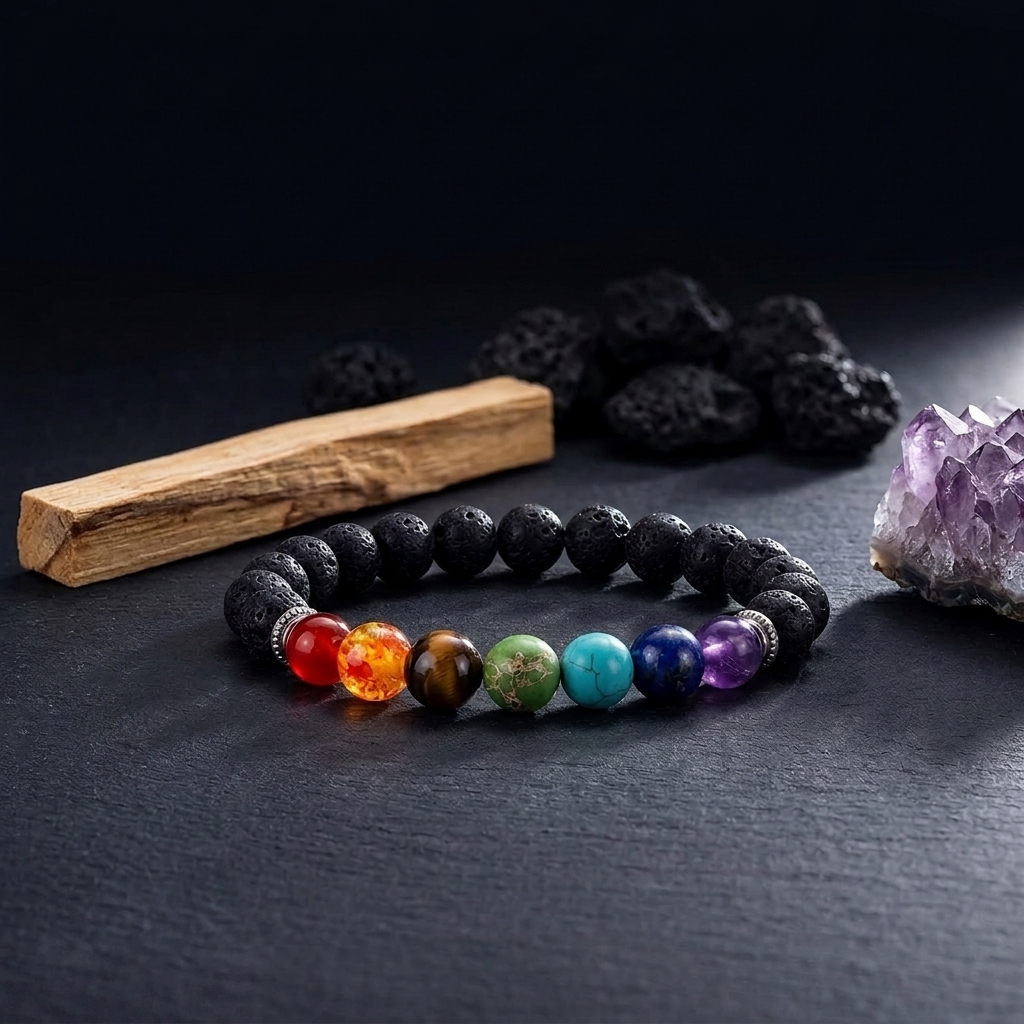7 CHAKRA BRACELET WITH LAVA STONES 7 7 CHAKRA BRACELET WITH LAVA STONES - Image 7