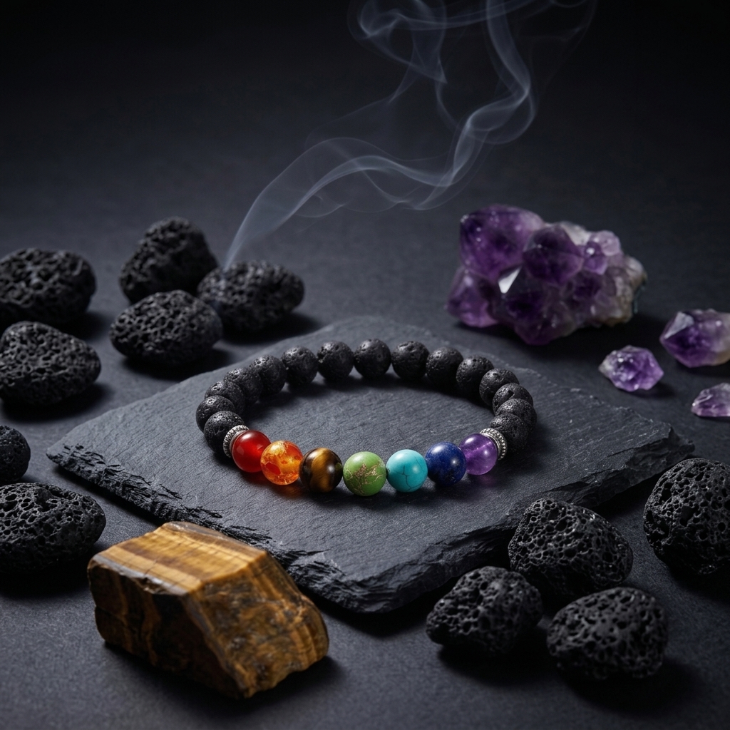 7 CHAKRA BRACELET WITH LAVA STONES 6 7 CHAKRA BRACELET WITH LAVA STONES - Image 6